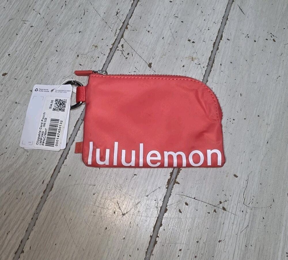 Lululemon Clippable Card Pouch Bag Wallet Coin Purse New Pink White New With Tag